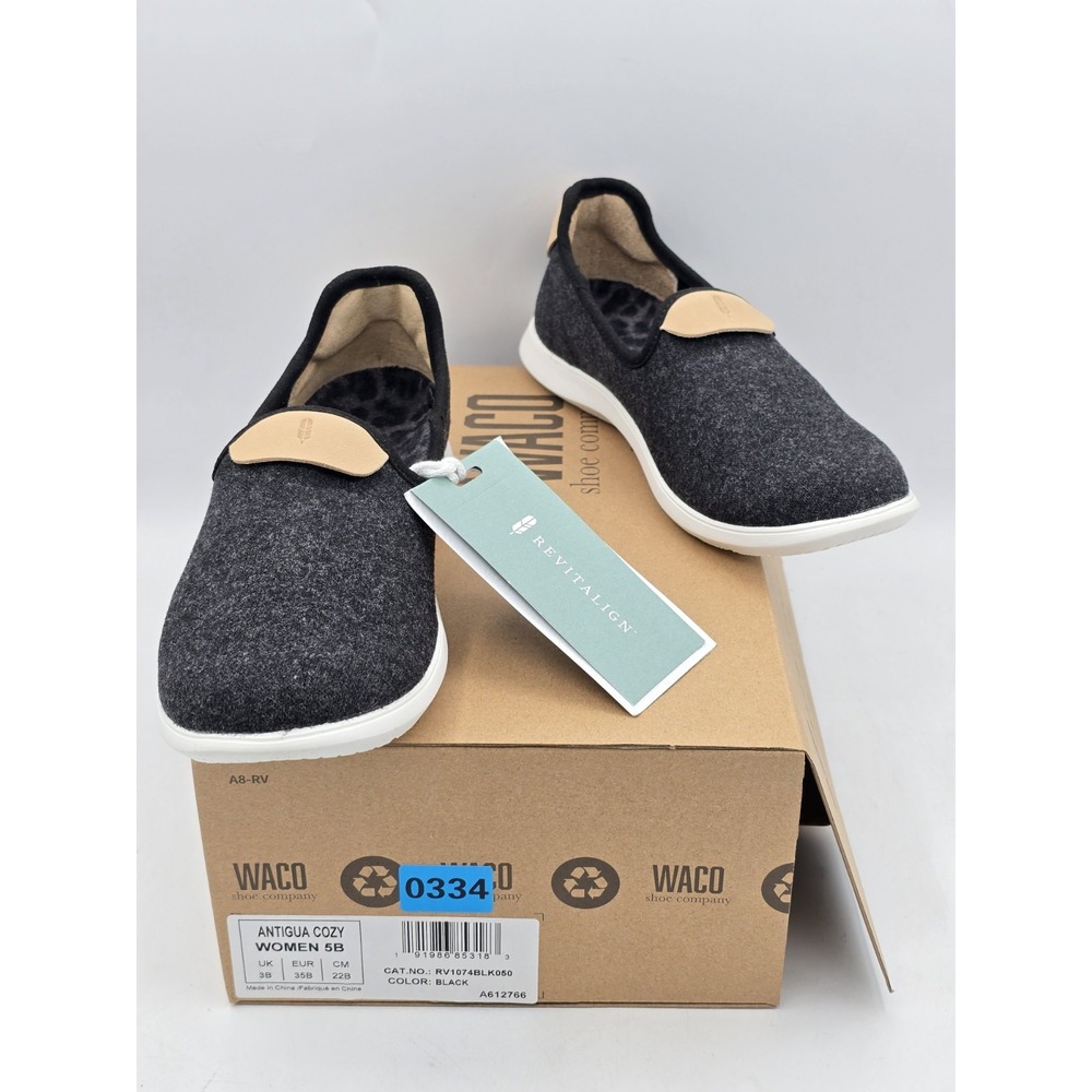 REVITALIGN Women's Antigua Cozy Sneaker Black Sz 5 B Narrow - NIB